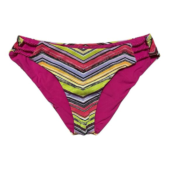 Becca by Rebecca Virtue Farah Reversible Hipster Bikini Bottoms Large Multi - Picture 4 of 10